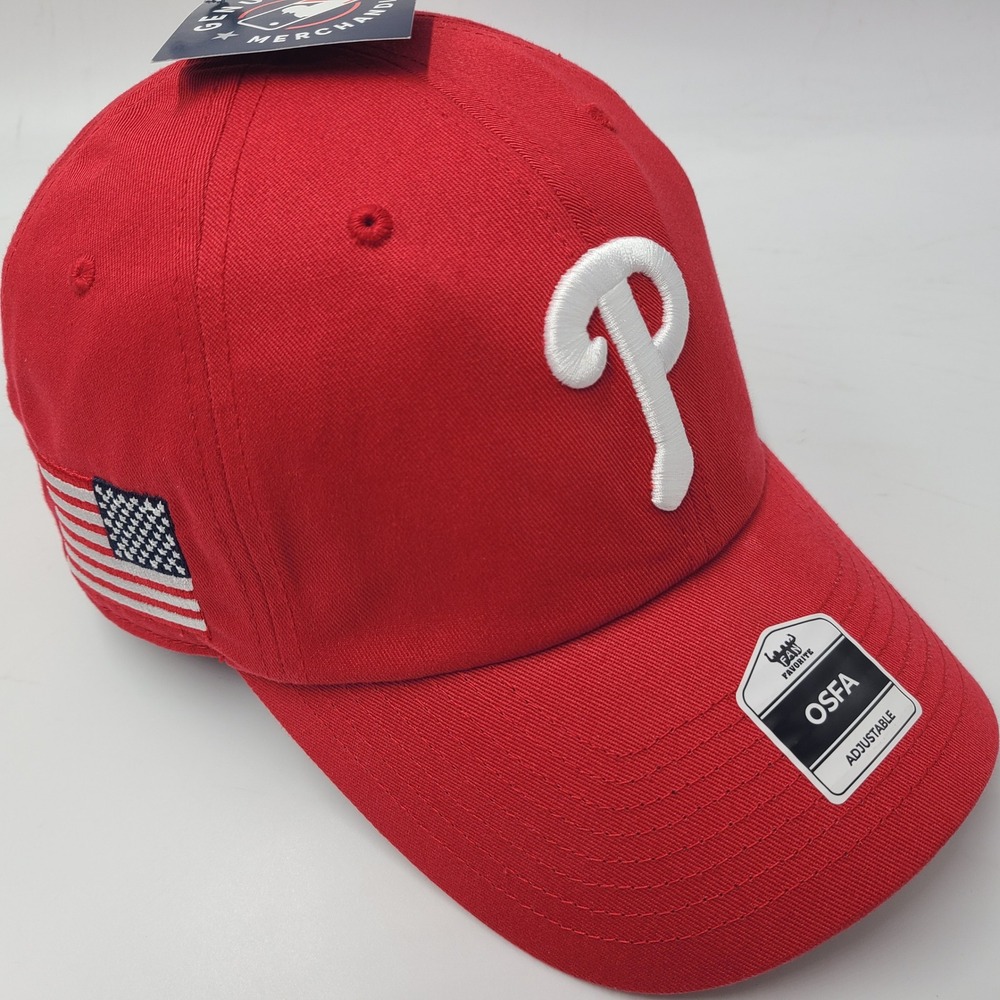 Philadelphia Phillies Hat Strapback Fan Favorite Red White MLB USA American Flag